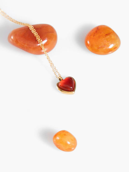 Carnelian Stone Heart Necklace